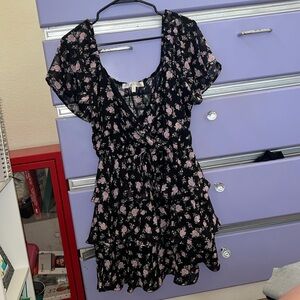 ROW•A // Fun flirty ruffled dress with purple roses